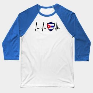 Cuba Heartbeat Proud Cuban Flag Baseball T-Shirt